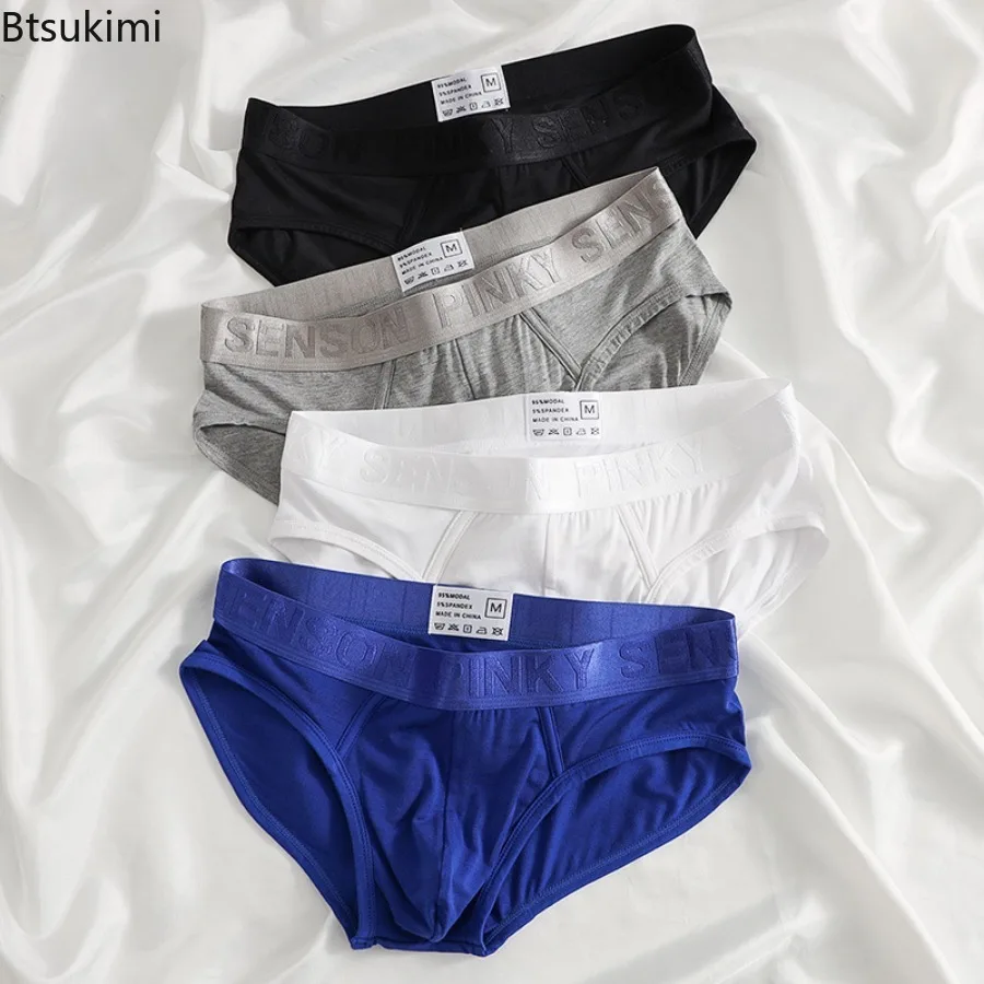 2026 Men's Underwear Sexy Triangle Pants Modal Thin Style Solid Color Underwear for Men Modal Ventilate Mid Waist Briefs Male