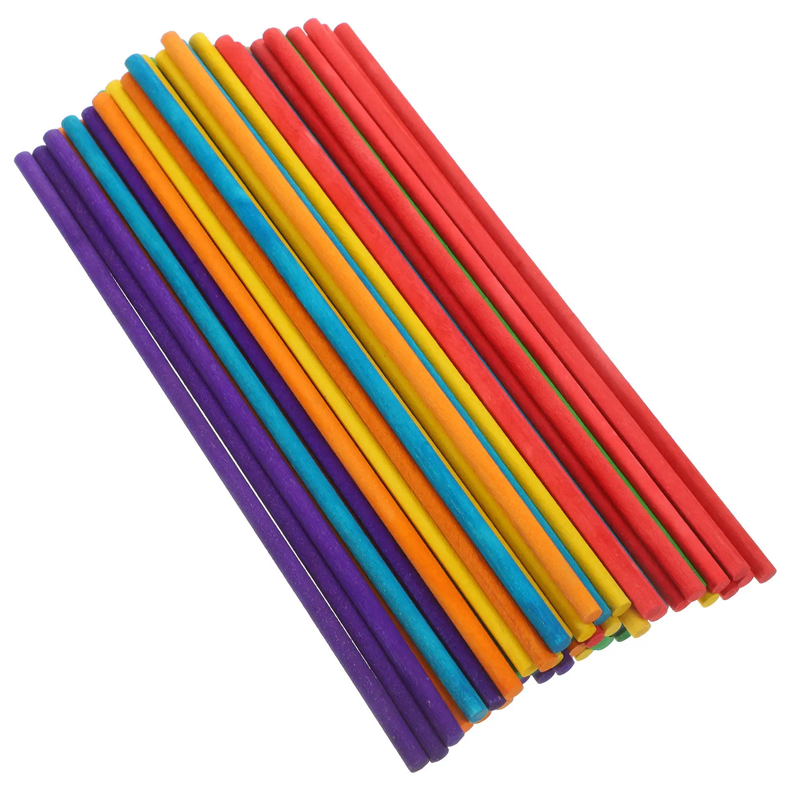 

100 шт. круглых ритмических палочек с основанием из натурального дерева, разноцветные палочки для творчества, для школьных проектов и DIY-активностей, маленький размер, удобный набор