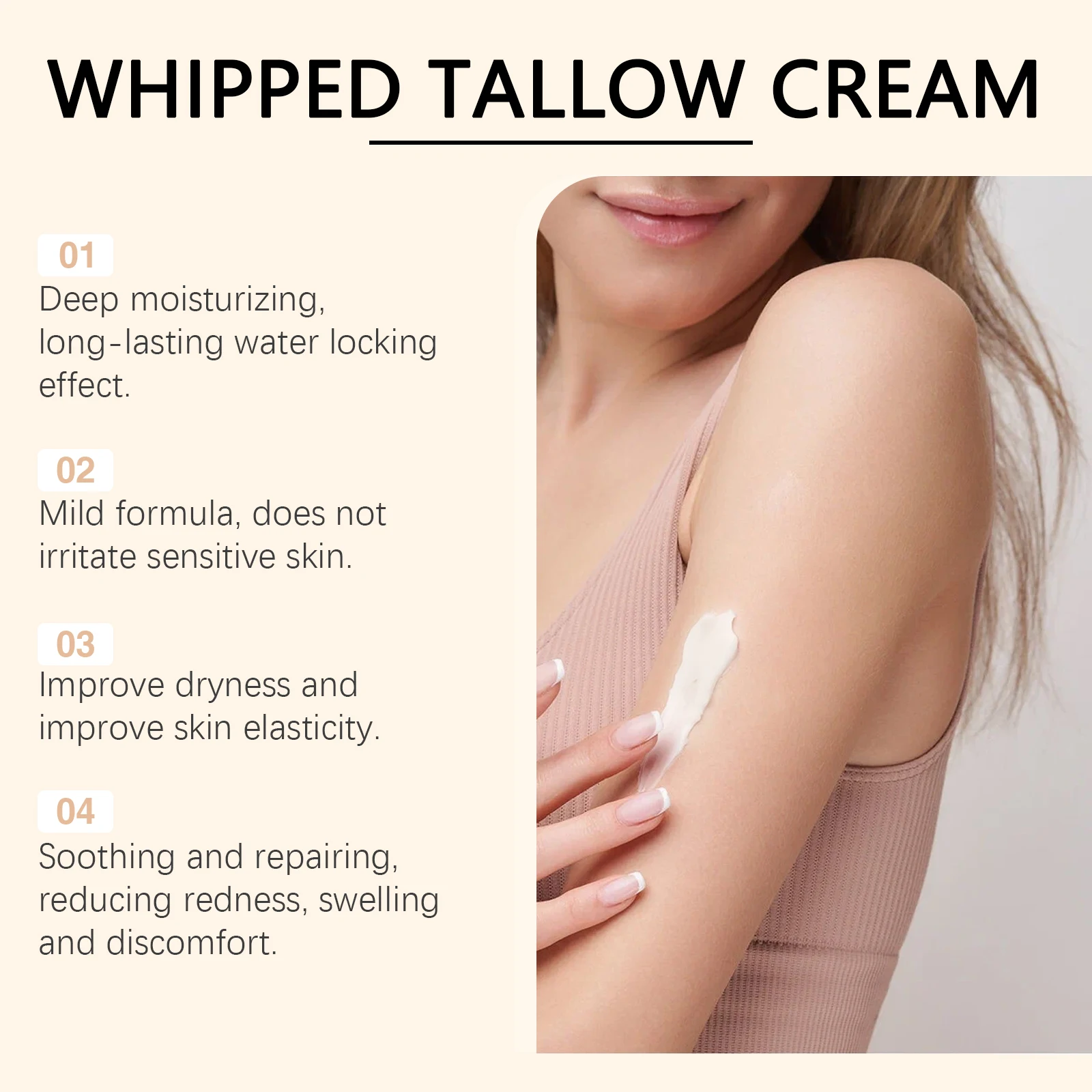 OceAura Grass Fed Beef Tallow كريم وجه تشديد حاجز الجلد إصلاح لينة ترطيب الوجه رفع كريم طويل القليل المخفوق 120 جرام