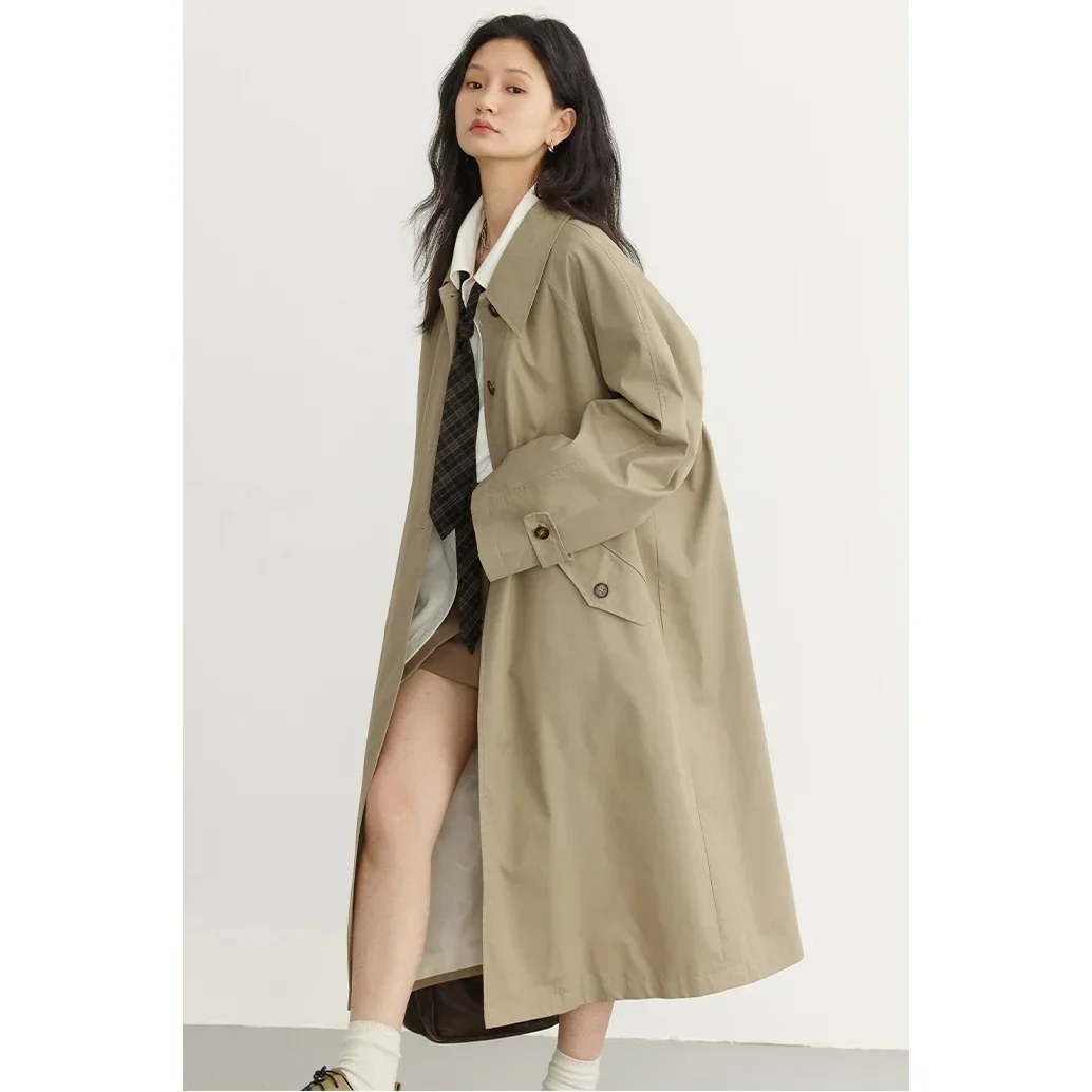 CHIC VEN Women's Long Trench Coat Casual Loose Ladies Outerwear Single Breasted Female Windbreaker Spring Autumn 2024