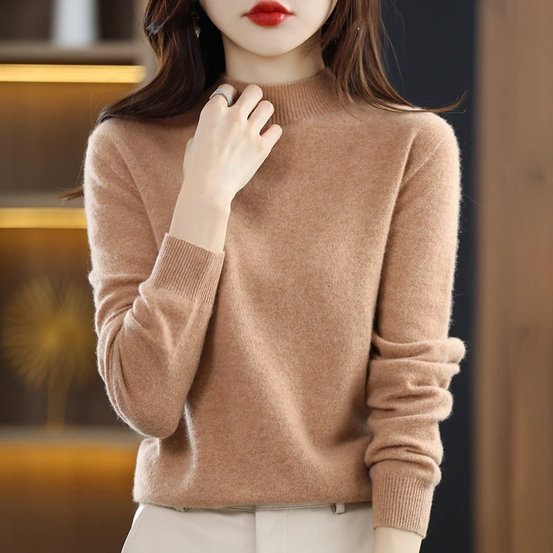 

Autumn Winter Thiened Women's Camere Sweater f High Collar ort Loose Knitted Woolen Base Layer Pullover Top