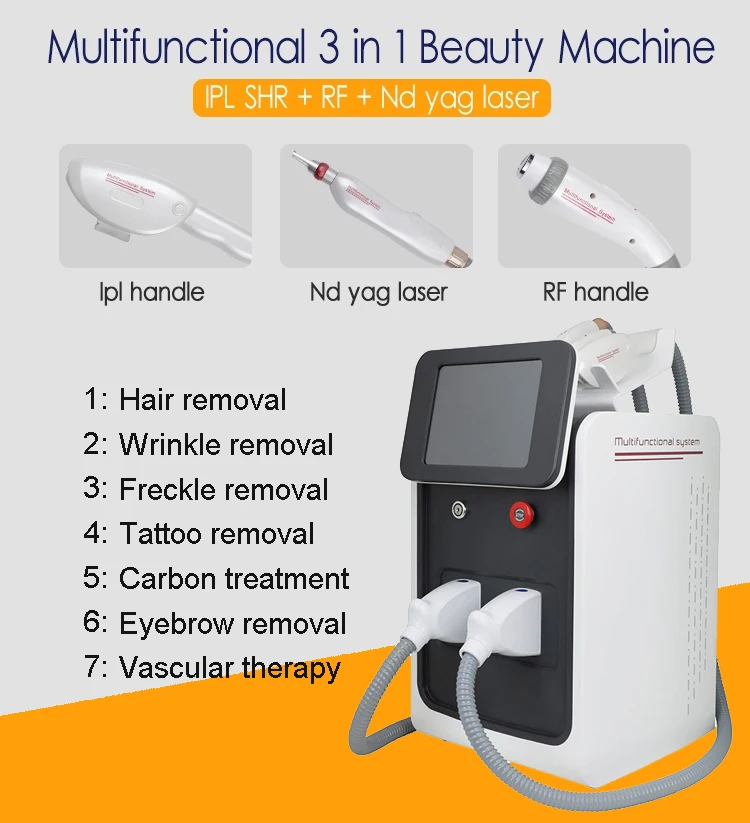 Portable laser nd yag q switch power supply for ipl laser tattoo removal 3 in 1 ipl elight opt hair removal rf for home use