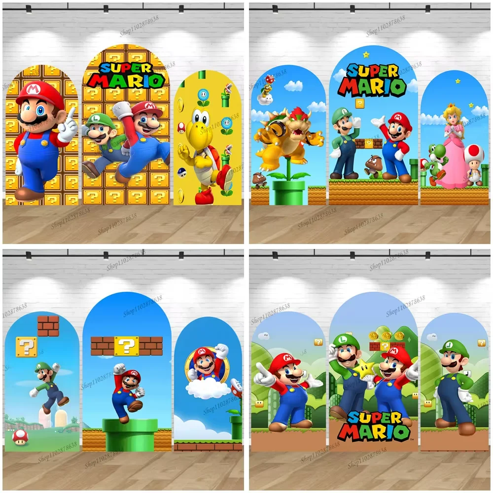 Super Mario Arch Cover Custom Spandex Rekbare Mario Luigi Peach Princess Arch Achtergrond Koopa Troopa Bowser Verjaardagsachtergrond - afbeelding 2
