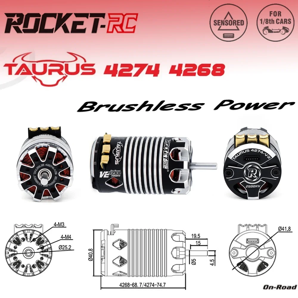 SmCpROCKET-RC V2 Brushless Motor 4268 4274 Hi-torque For 1/8 1/7 RC Racing Car Truck Buggy Monster On-Road Traxxas Wltoys HSP Pa