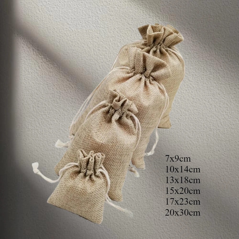 

13x18cm 10-100pcs Small Jute Gift Bags Bulk Wedding Party Favors Christmas Sack Storage Burlap Drawstring Pouch Sachet Displays