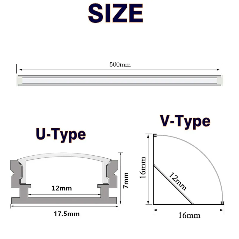 LED Corner Aluminium 50cm Perfil aluminio Profile Channel Holder for LED Strip Light Bar Cabinet sculpt Lamp Kitchen Closet