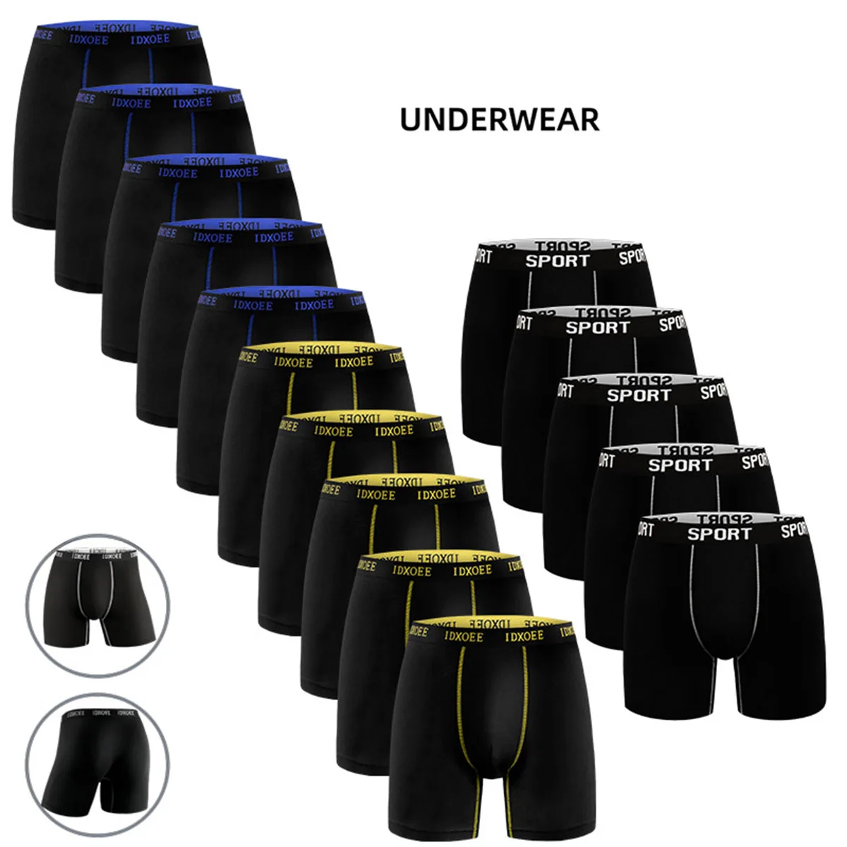 Men's Sports Breathable Mid Length Shorts Antibacterial Boxer Shorts Summer Sports Underwear Comfortable Mid-Waist Elastic Short