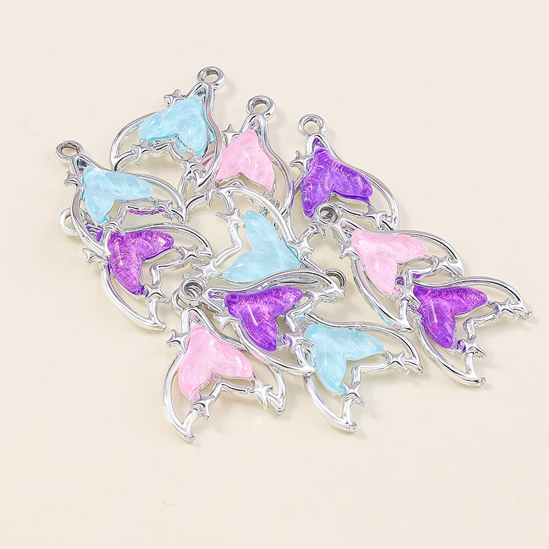 10Pcs Cute Mermaid Flower Star Whale Fish Tail Pendant For Bracelet Necklaces Jewelry Earring Making Accessories Handmade Craft