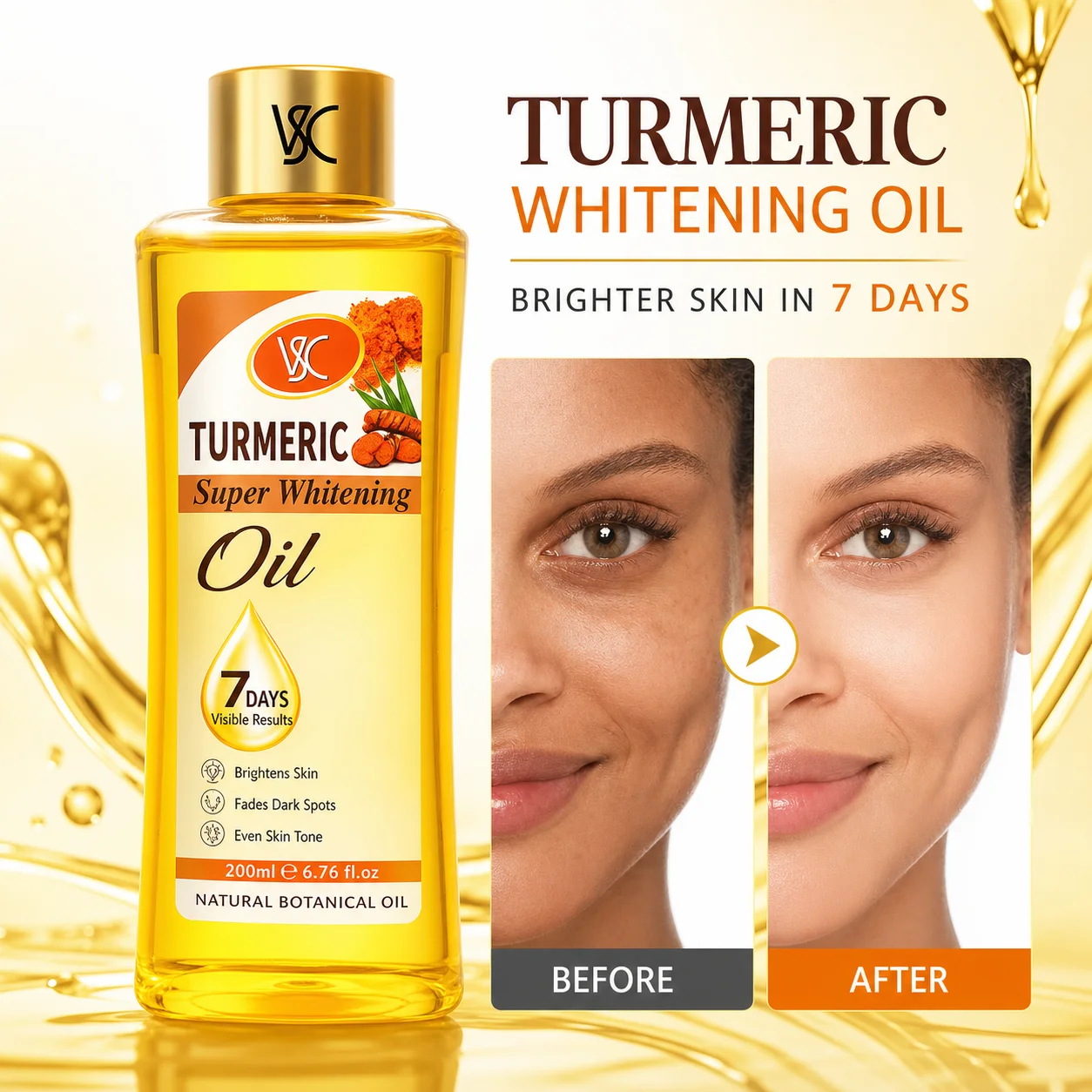 200ml Super Whitening Body Oil Anti-Aging Anti Dark Spots Moisturizing Skin Repair Natural Essential Oil