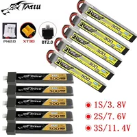 10Pcs Original TATTU 75C 300mAh 1S/2S/3S 3.8/7.6/11.4V LiPo Battery For RC Helicopter Quadcopter FPV Racing Drone Parts