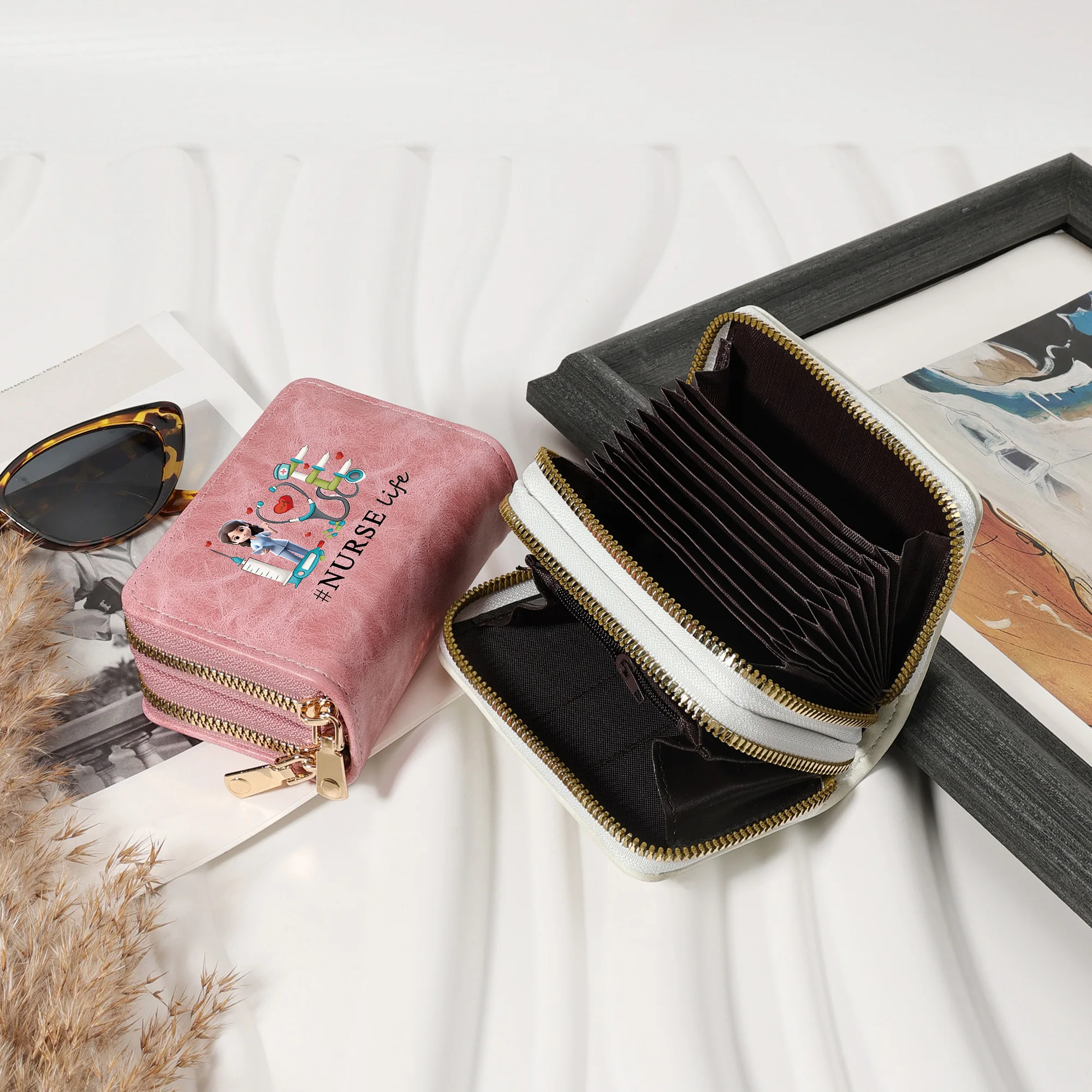 Double Zipper Wallet, Women's Short Credit Card Holder, Multifunctional Large Capacity Zero Wallet