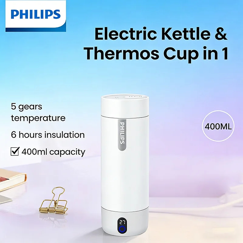 Hervidor Eléctrico PHILIPS con Temperatura Constante Inteligente, Hervidor Eléctrico de Viaje con Pantalla Digital Inteligente