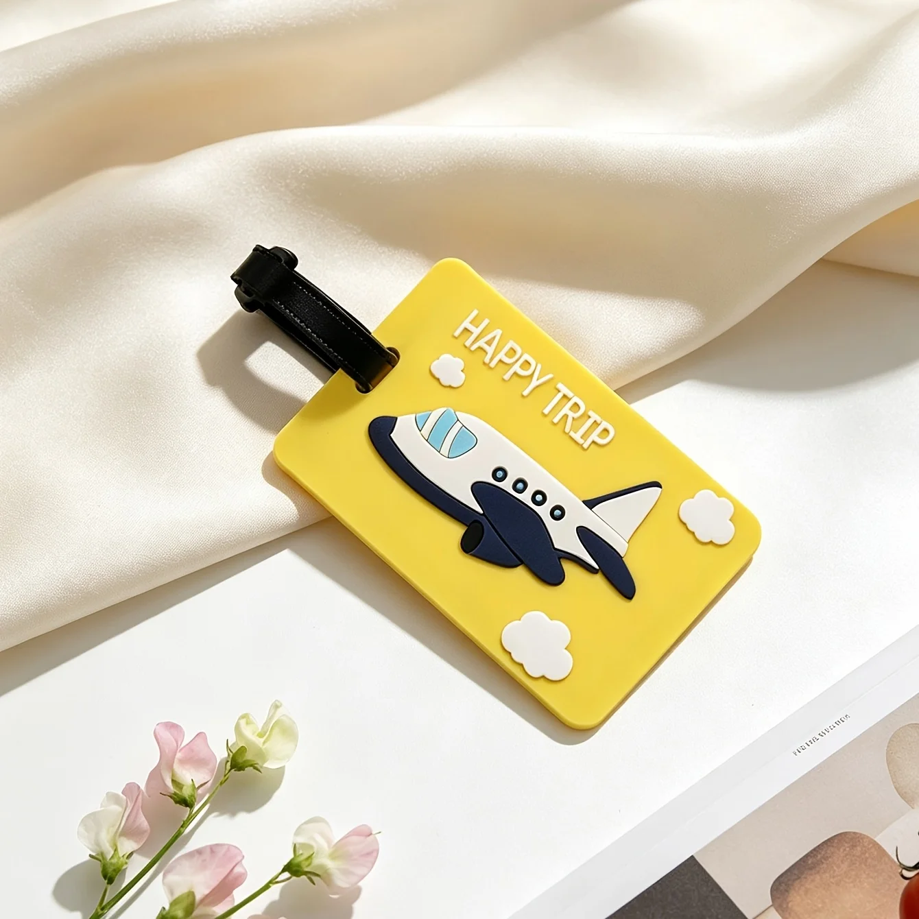 3pc Bright Yellow PVC Luggage Tag Thick Suitcase Tag Suitable Travel, Durable Bag Identifier for Suitcases Backpacks Accessory