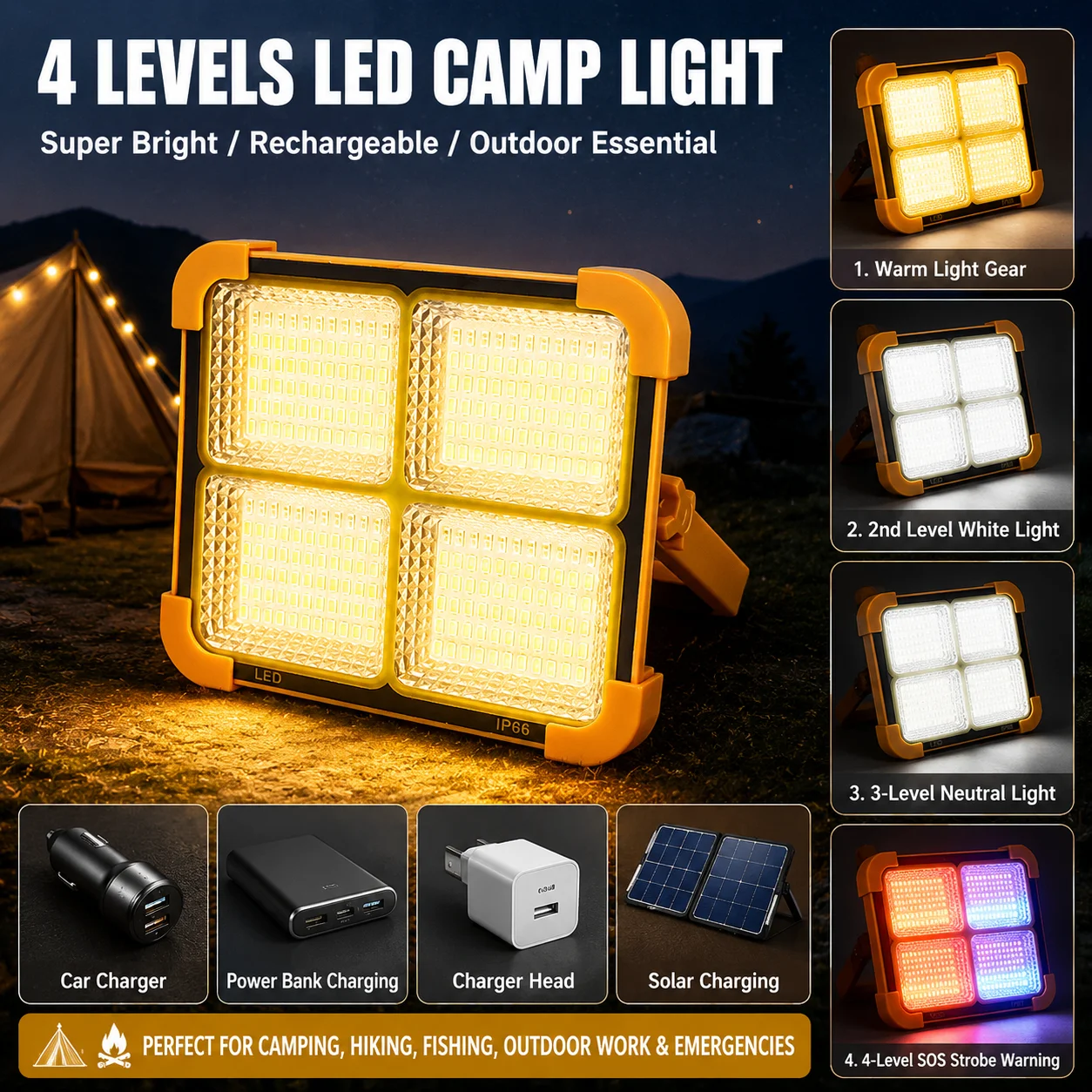 

Portable Solar Rechargeable Camping Lantern LED Tent Light With Magnet High Power Bank LED Tent Light Repair Emergency Lamp