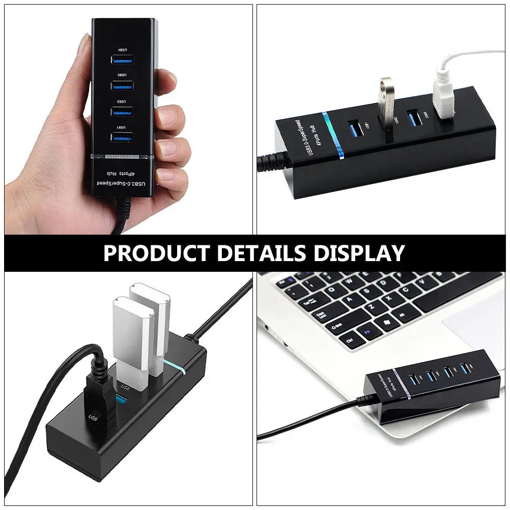 4-Port USB 3.0 Hub Adapter – Ultra-Slim Portable USB Hub for Fast Data Transfer & Device Expansion