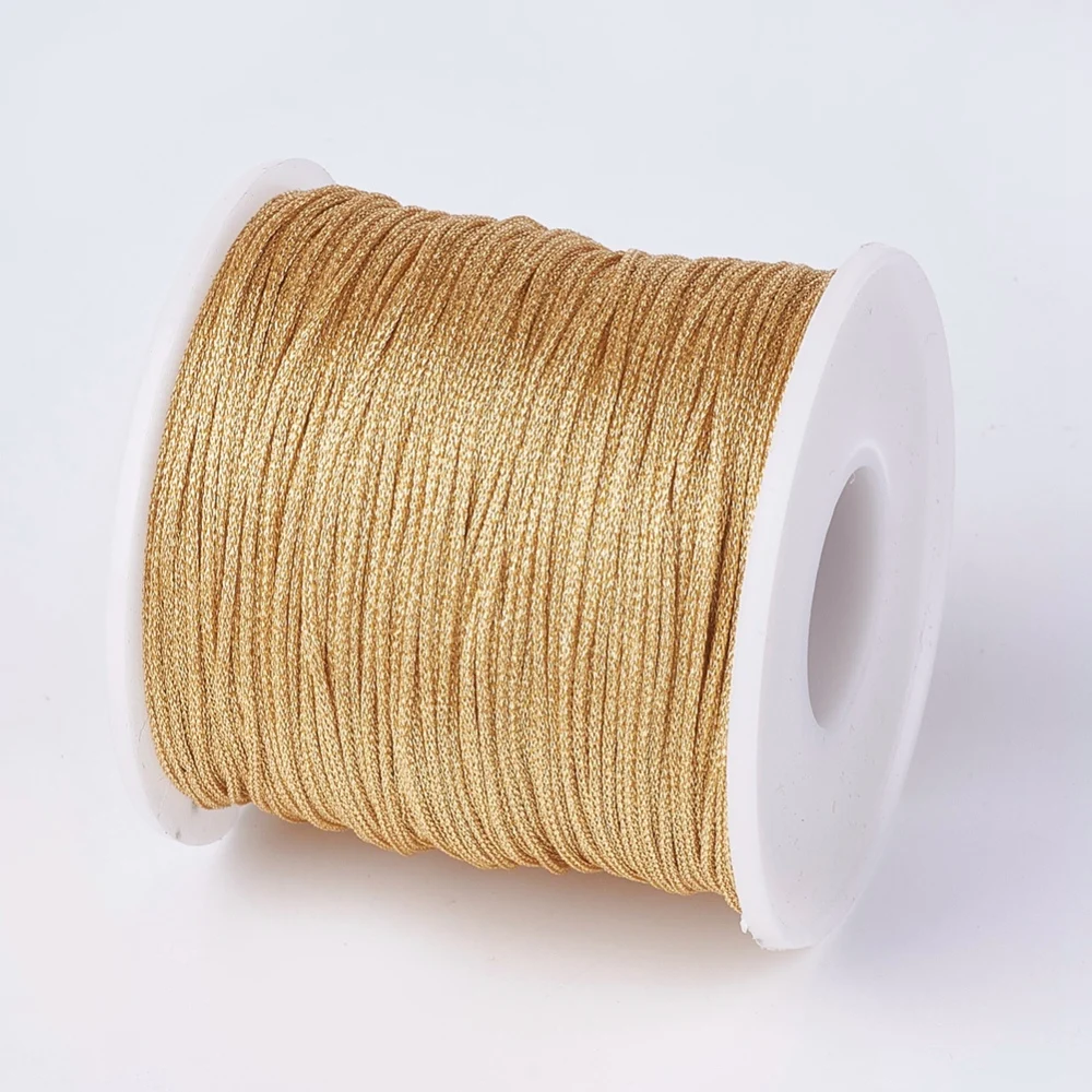 pandahall 100m Resin and Polyester Braided Cord Thread Metallic Cord Beading Bracelets 1mm Macrame Cord for Jewelry DIY Making