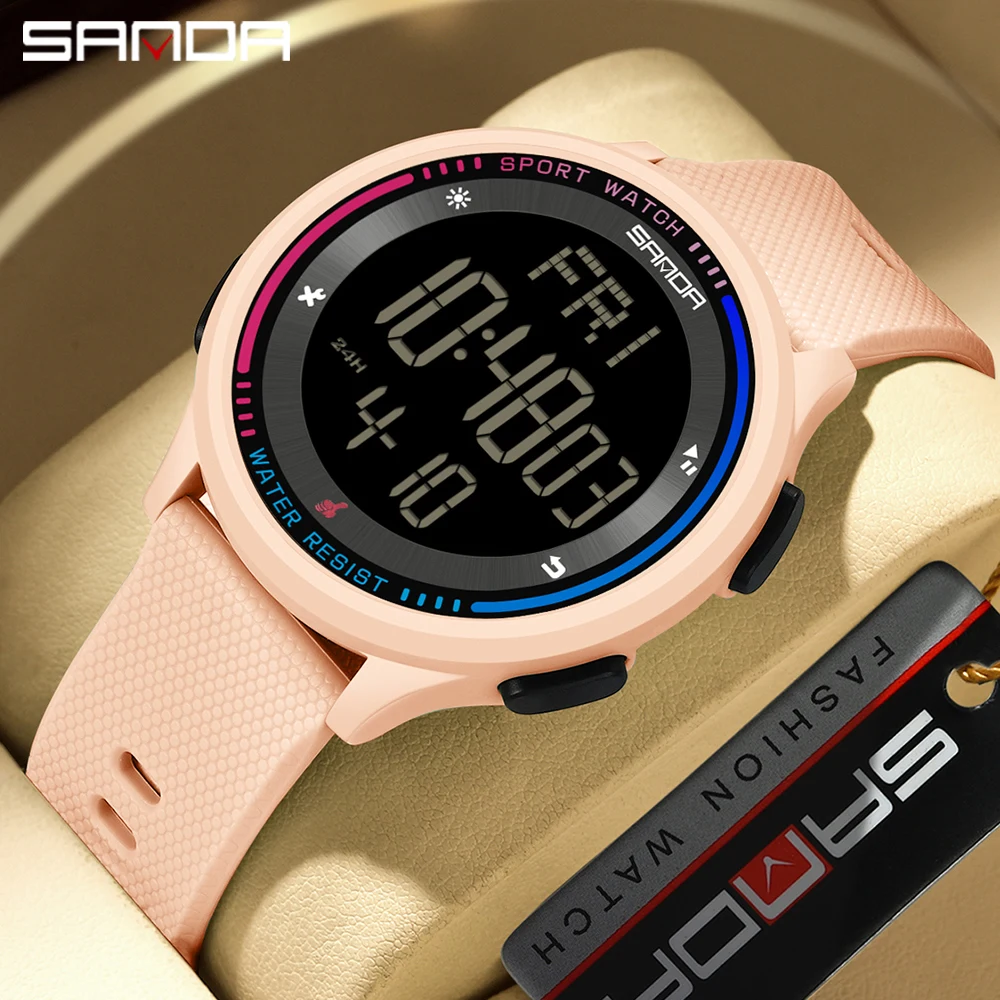 SANDA 6158 hombres LED reloj militar Digital hombre relojes deportivos al aire libre 5Bar relojes de pulsera impermeables reloj Masculino reloj