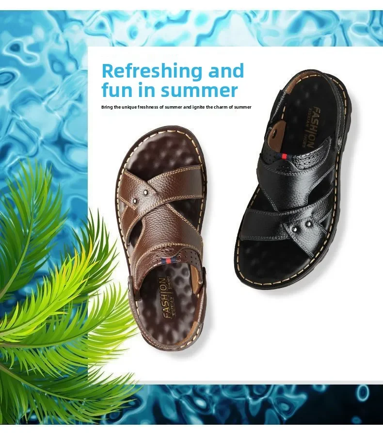 Langlebige Sommer-Herrensandalen, rutschfeste Sandalen mit weicher Sohle, Strandsandalen, dicke Sohle, lässige Slipper, modische Sandalen – Detail 5