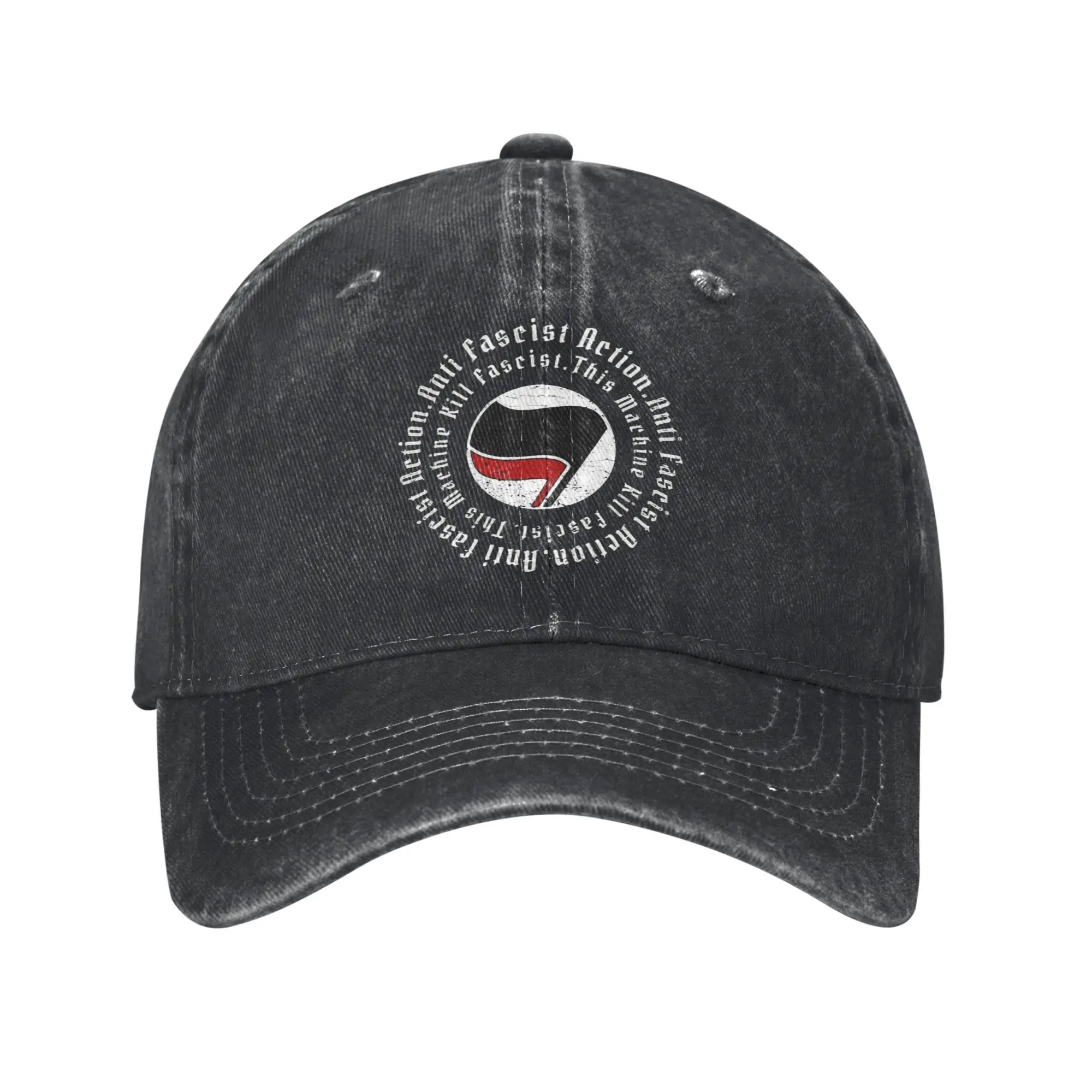 Washed Baseball Cap Antifa Symbol Anti Fascist  Summer Hip Hop Hats For Unisex Men Communist Flag Tennis Skate Sun Baseball Caps