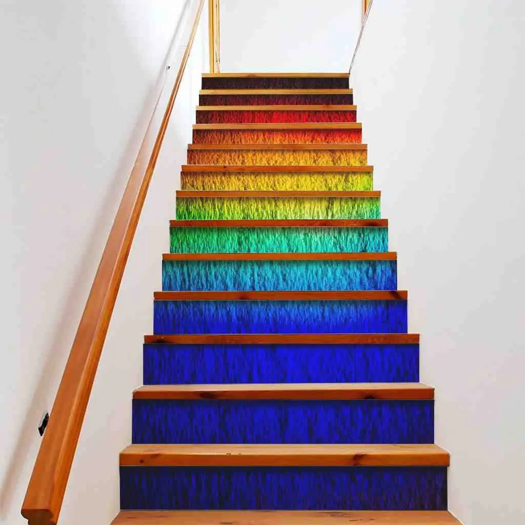 Shiny Rainbow Stair Stickers Pride Colored Self-Adhesive Staircase Riser Decals LGBT Themed Gay Lesbian Stairway Murals Decor