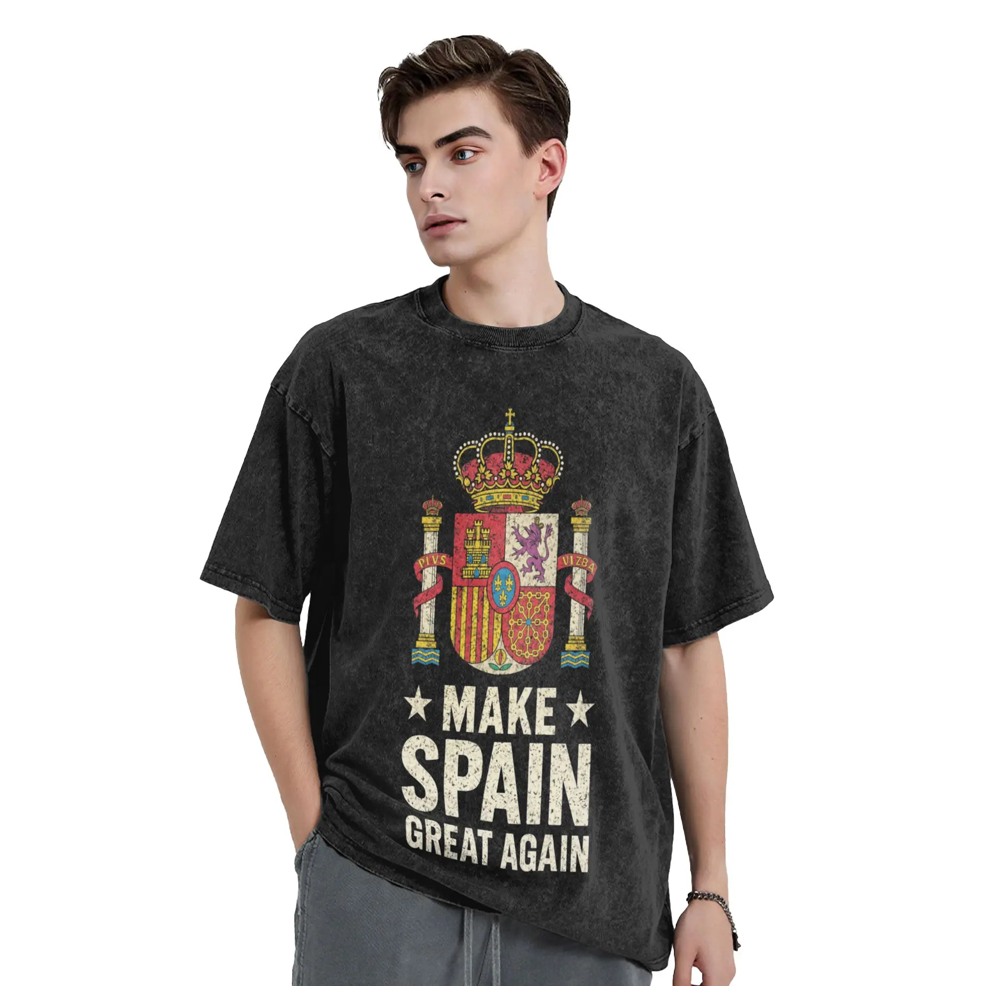 Oversized Washed T-Shirt Espana Make Spain Great Again Loose T-Shirts  Popular Tshirt for Male Summer Y2K Funny Print Tops