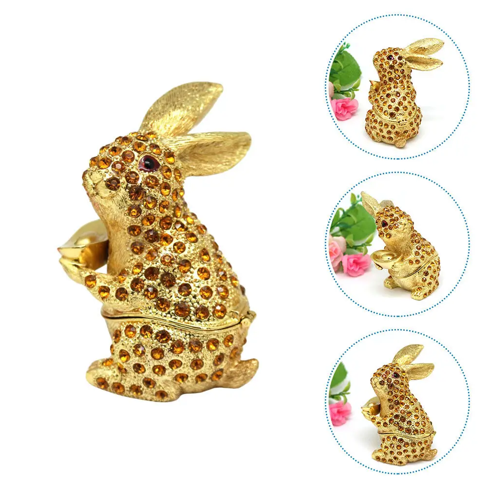 Alloy Rabbit Jewelry Trinket Box Premium Workmanship Safe Storage Smooth Inner Surface Valentine Easter Gift Jewelry Organizer