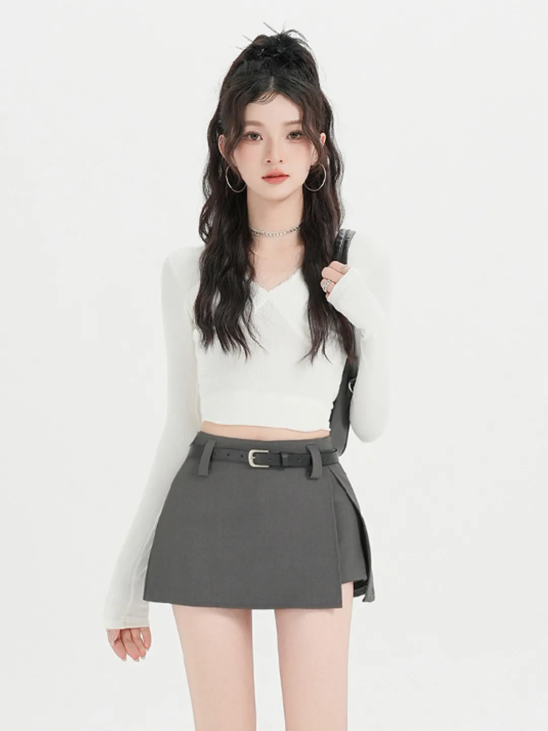 

Корейская универсальная юбка-шорты в студенческом стиле для девушек, весенняя, с разрезом, защита от просвечивания