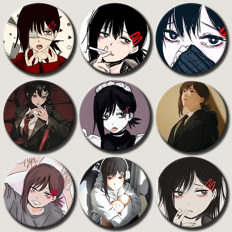 58mm Anime Character Kobeni Higashiyama Button Pin Cartoon Role Brooch Creative Badge for Backpack Clothes Decoration Gift