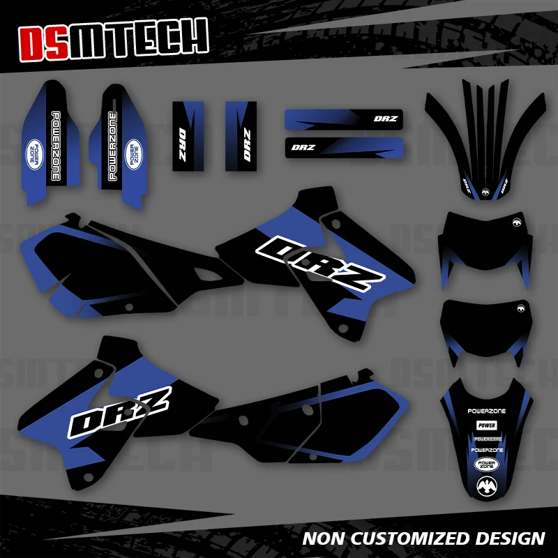 DSMTECH For SUZUKI DRZ400 SM S E DRZ 400 SM S E 2000-2020 Full Graphics Decals Stickers Motorcycle Background Custom Number 009
