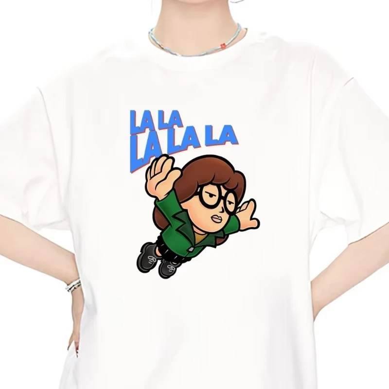 تي شيرت Daria Cartoon Graphic للسيدات للأزواج بأكمام قصيرة ورقبة دائرية كاجوال من القطن