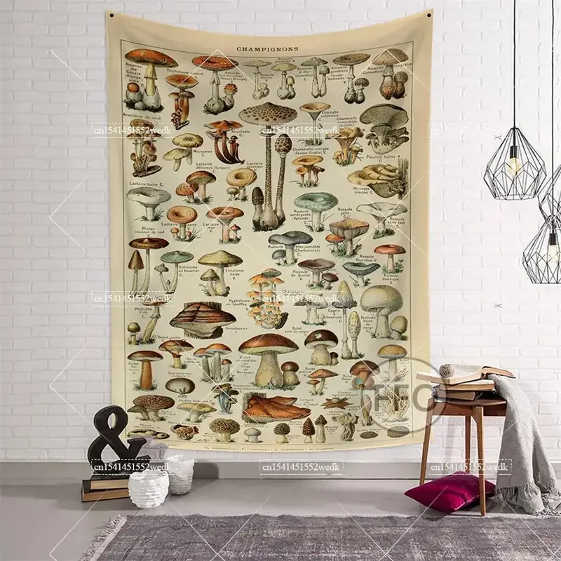 Vintage Botanical Tapestry Wildflower Reference Chart Tapestrys Aesthetic Wall Art Illustration Paintings Home Decoration # 0@