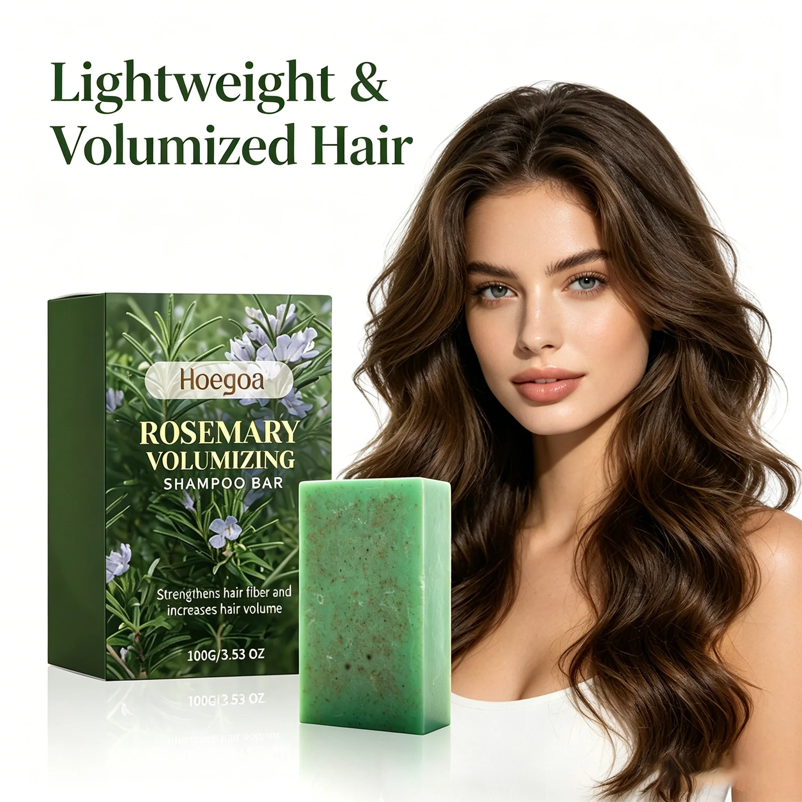 Rosemary Volumizing Shampoo Bar Gentle Cleansing Soothe Scalp Natural Oils Strengthen Hair Frizz Control Smooth Shiny 100g