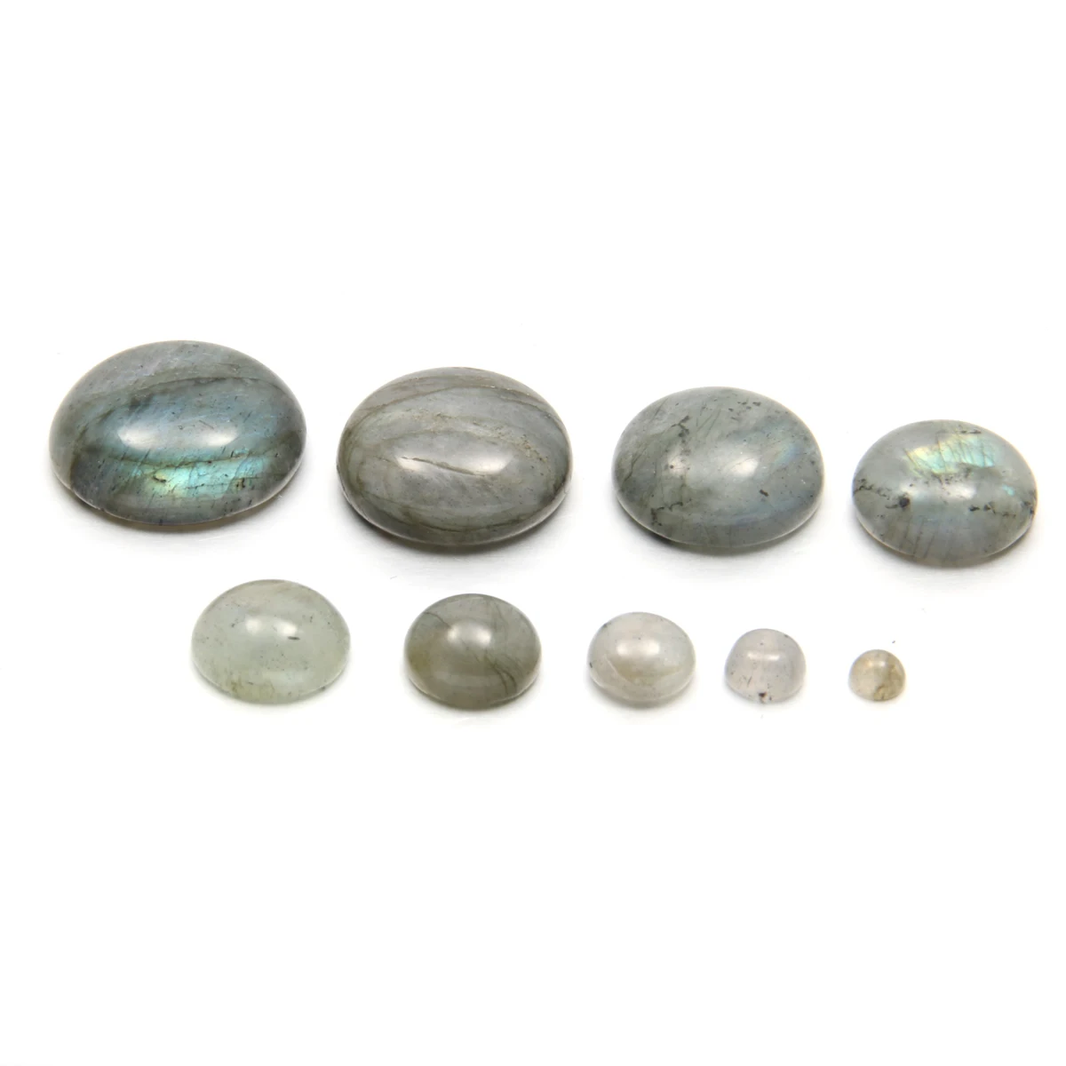 100pcs/pack Round Ring Surface Natural Flash Labradorite Cabochons DIY Making Rings Necklace Bracelet Accessory Gift