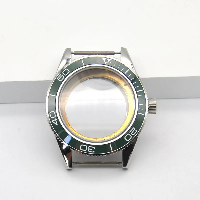 41mm Mens Watch Case Dial Hands Set Green Ceramic Bezel Black Fit NH35,36 Miyota 8205/8215,ETA2836 DG2813 Automatic Waterproof