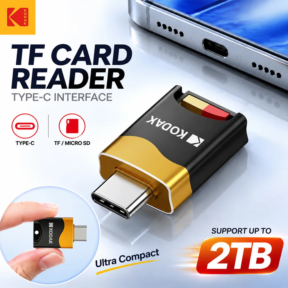 NEUER KODAK T330 Micro-SD-Kartenleser Typ-C TF-Speicherkarten-Hochgeschwindigkeits-OTG-Adapter geeignet für Mobiltelefone, Tablets und Computer