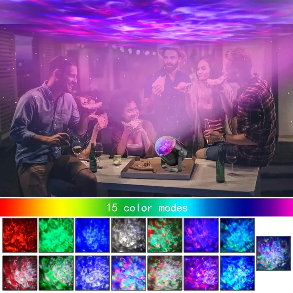 Luz estroboscópica de 15 colores, escenario activado por sonido con Control remoto, lámparas de bola de discoteca para el hogar, habitación, fiesta, niños, cumpleaños, boda, Bar