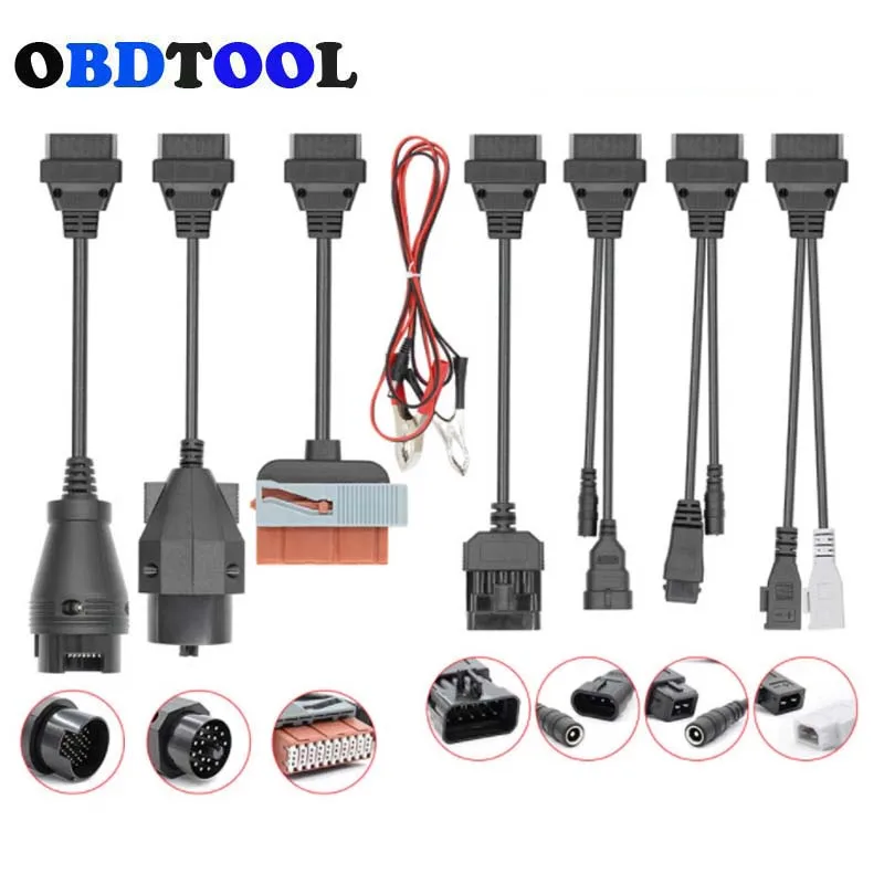 Full 8pcs Truck Cable Car Cables Option for Autocom Diagnostic Connector OBD2 16PIN for For TCS PRO Diagnostic Tool Auto Scanner