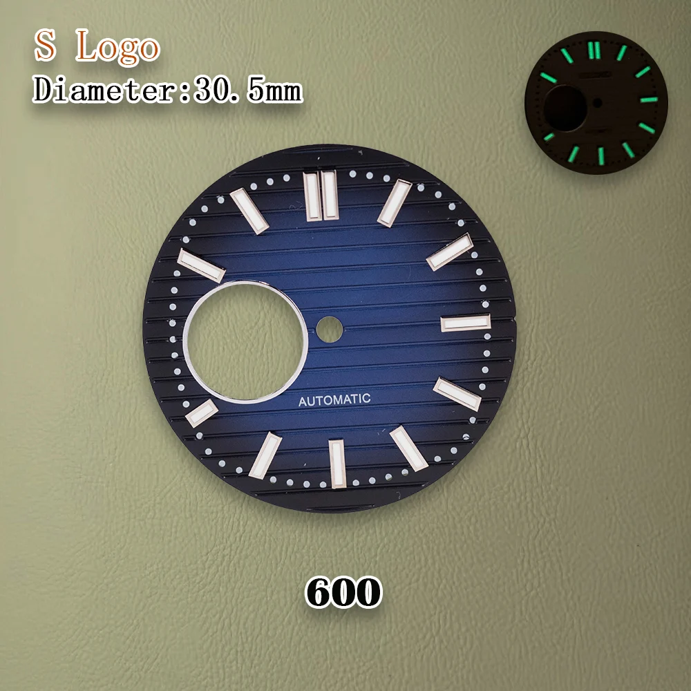 30.5 مللي متر S شعار Nautilu-s الاتصال الهاتفي الأسود الأخضر مضيئة مناسبة لحركة NH38 ساعة عالية الجودة تعديل إصلاح الملحقات