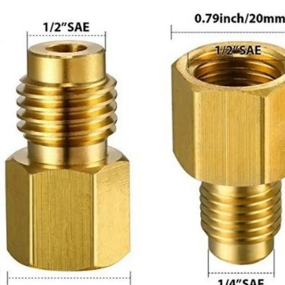 For WFE Repair Tool HVAC Brass Adapter 1 2 ACME To 1 4 SAE Conversion Connector Air Conditioning Refrigerant Filling Port