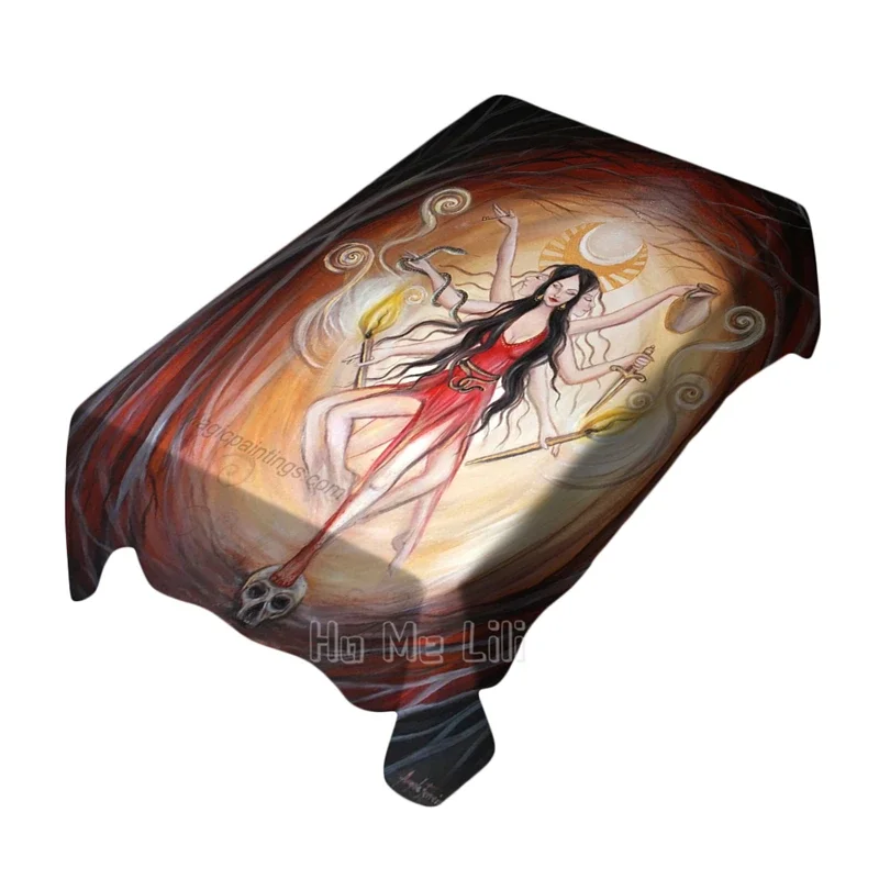 Greek Mythology Witch Goddess Painting Pagan Artwork Dark Surrealist Tablecloth Indoor And Outdoor Art Decoration