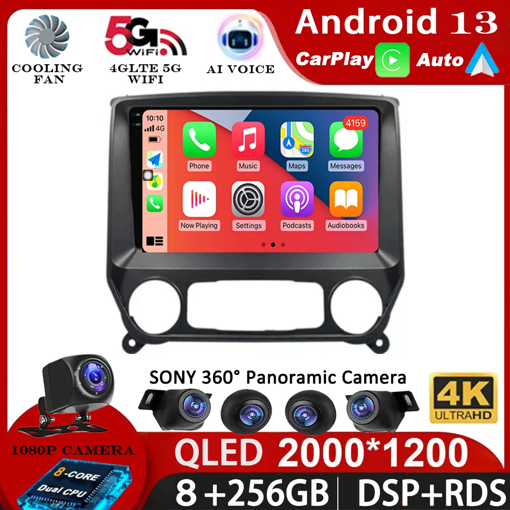 

Android 14 Car Radio Multimedia Player For Chevrolet Colorado 2014-2018 Silverado GMC Sierra VIA Vtrux Truck 2014-2018 Stereo BT