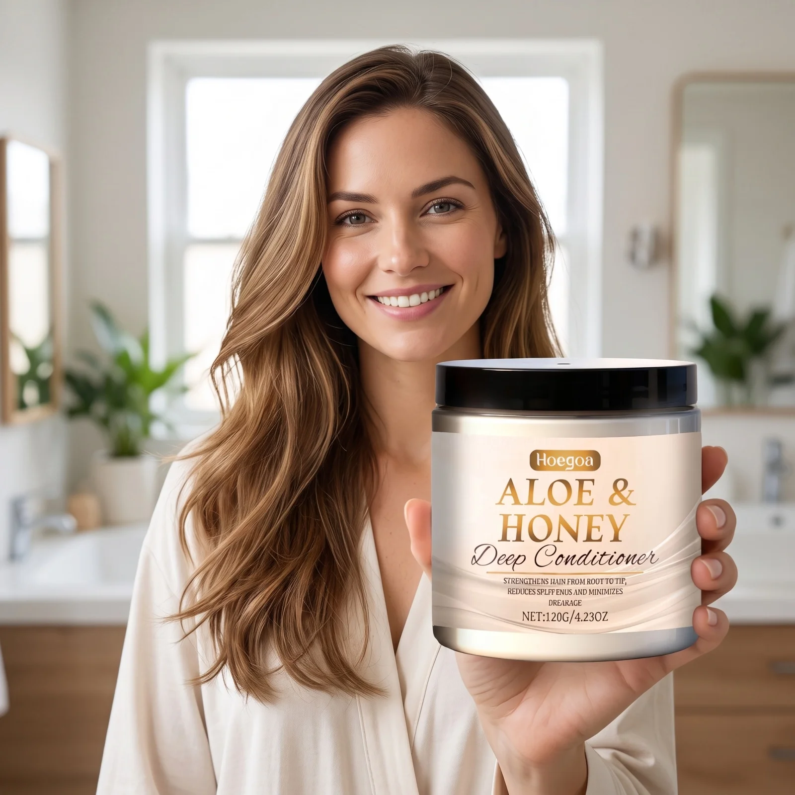 Hoegoa Nourishing Hair Conditioner Soft Smooth Frizz Repair Damaged Reduce Split Ends Long Lasting Moisturizing Hair Mask 120g