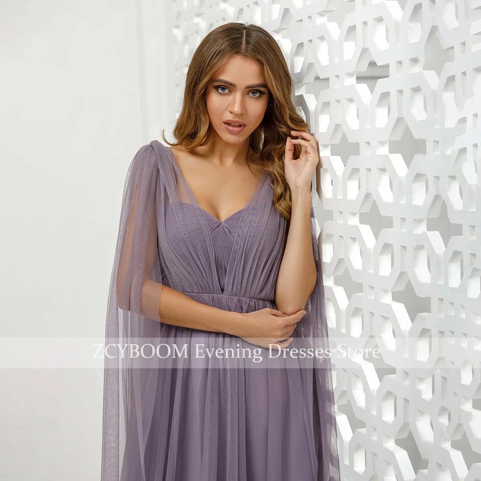 Elegante A Linha De Lavender Querida Vestidos De Noite Formais 2023 Moda Tule Até O Chão Festa De Casamento Prom Vestido Robe De Soirée