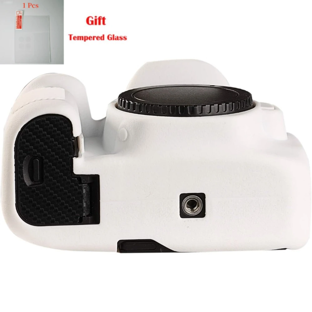 

Silicone protective cover, For Canon 90D ，Soft Silicone Rubber Camera Protective Body Case Skin + free tempered film