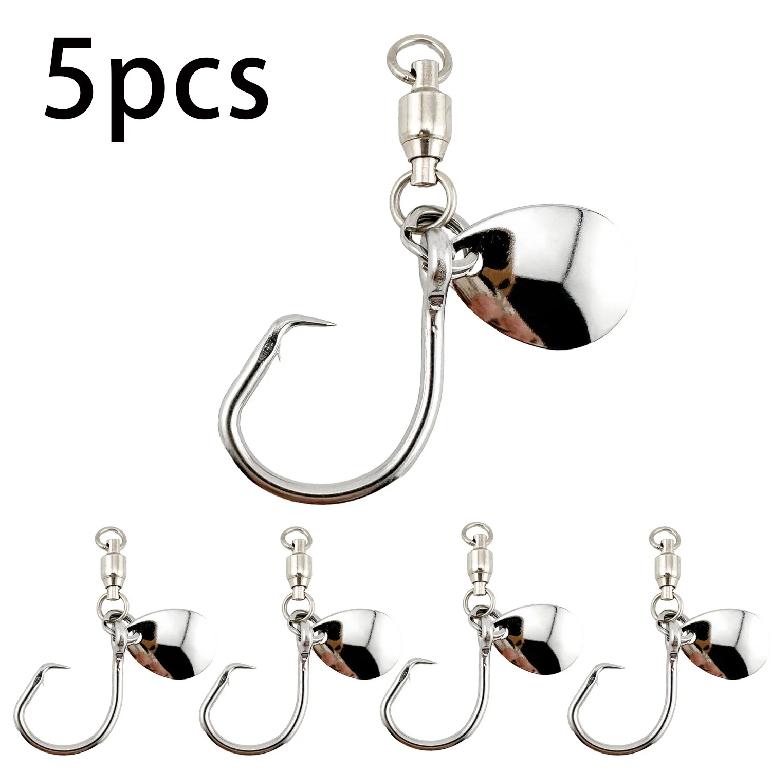 مجموعة من 5 خطافات مصممة لصيد الأسماك في المياه المالحة مع خطافات حادة من الفولاذ الكربوني المطعوم لأوزان الطعم بين 1.76 أونصة و17.6 أونصة تستهدف سمك السلمون والتونة والباس والهامور وسمك النهاش - عيد الفصح - عيد الشكر