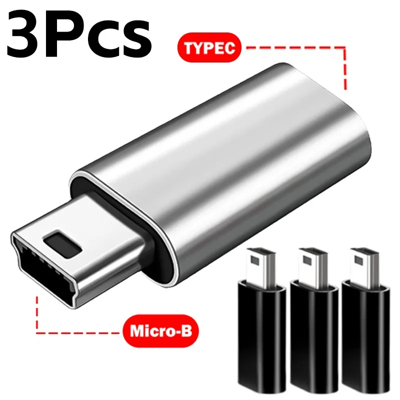 3-1Pcs USB C Adapter Type C Female To Mini USB Male Data Transfer Connectors for GoPro Camera MP3 Player Mobile HD Card Reader