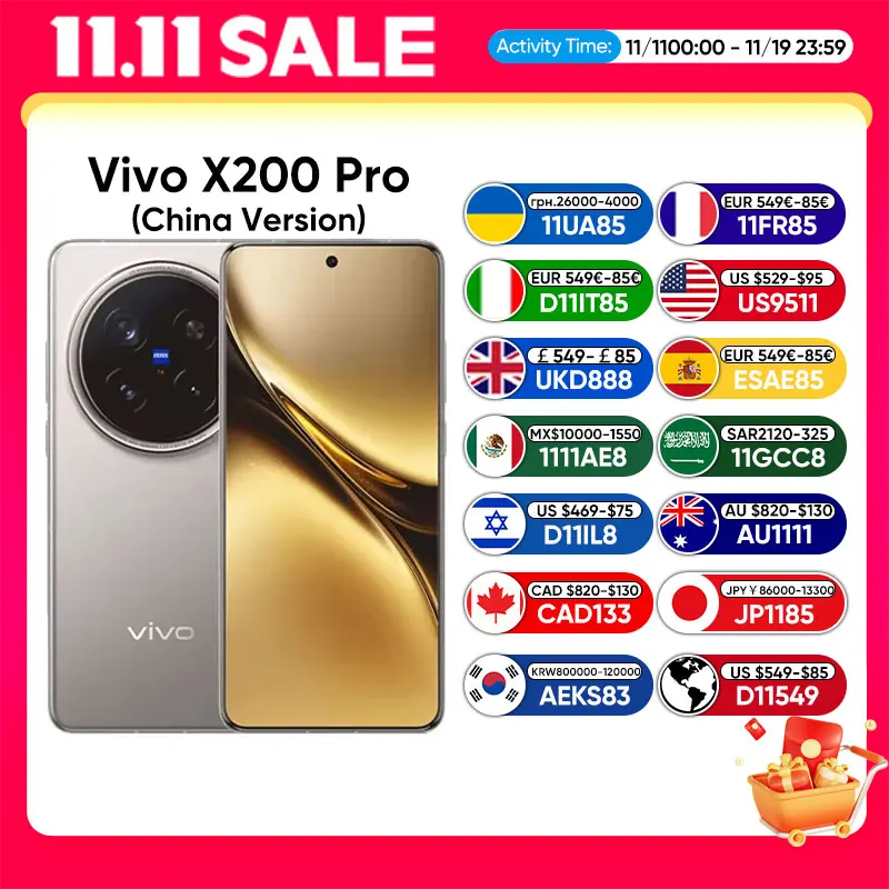 CN Version VIVO X200 Pro 5G Smartphone Dimensity 9400 CPU 6.78'' 120Hz AMOLED Screen 6000mAh 90W FlashCharger 30W Wirelesscharge