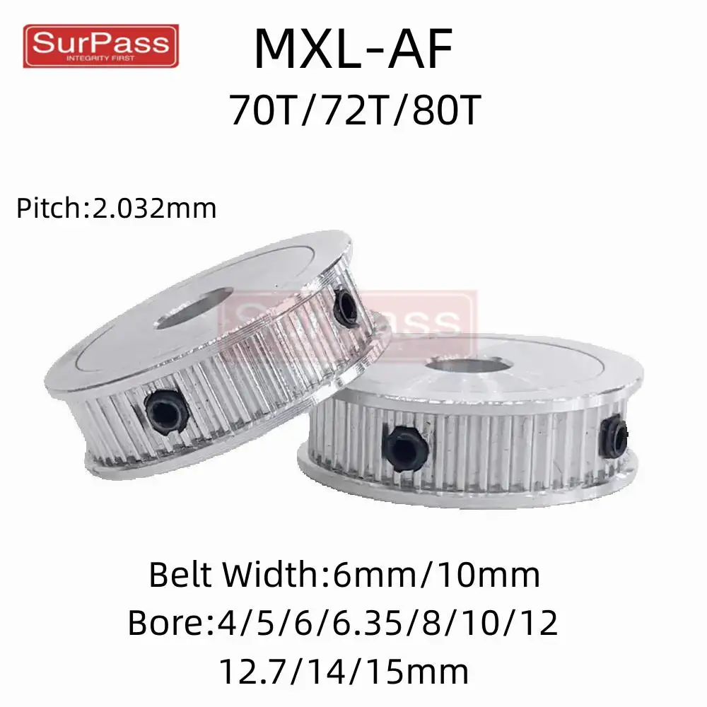 

AF Type 70T/72T/80Teeth MXL Timing Pulley Bore 4/5/6/6.35/8/10/12/12.7/14/15mm for 6/10mm Width Belt Used In Linear Pulley