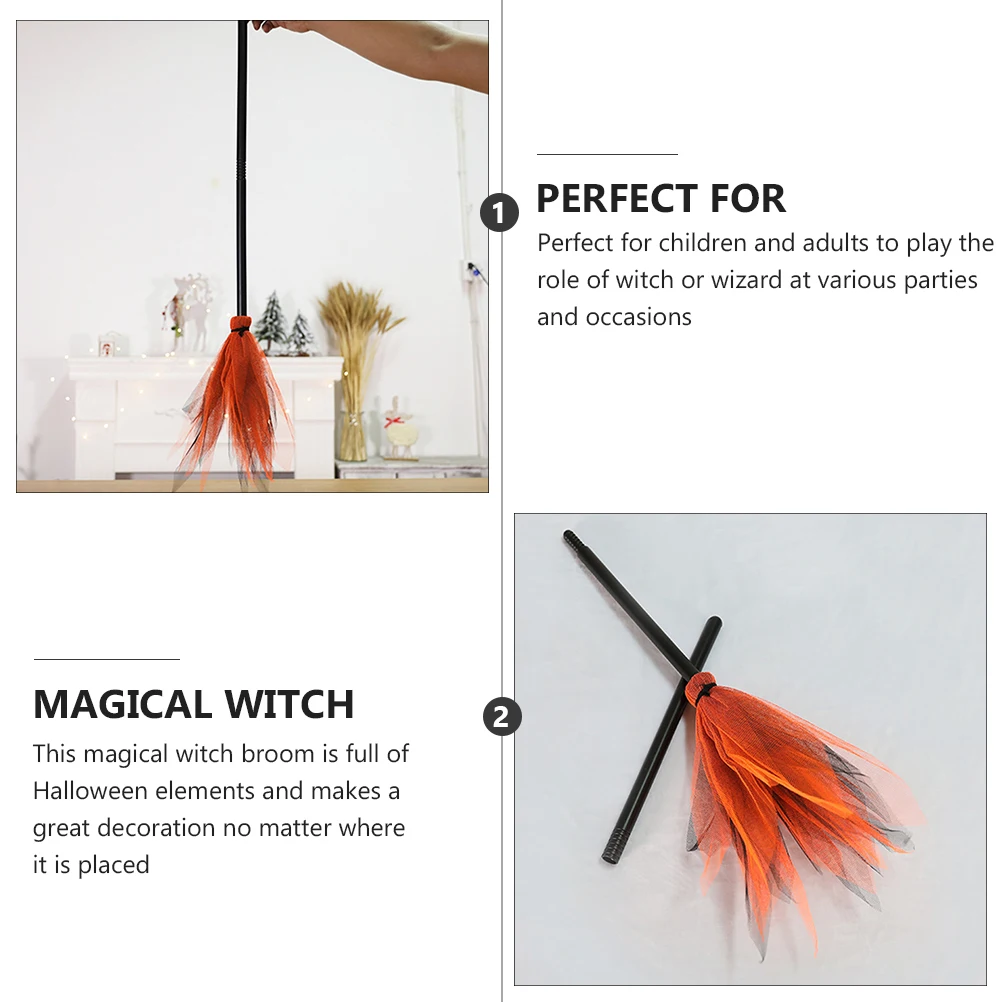 

5 Pcs Broom Props Halloween Indoor Decorations Besom Scene Adornment Witch