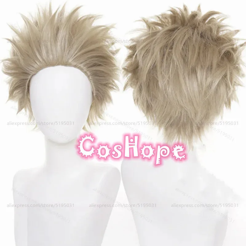 MHA Hawks Men Short Fluffy Gray Brown Wig Anime Cosplay Heat Resistant Synthetic Wigs